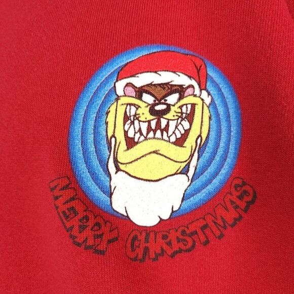 Taz Christmas Sweatshirt Vintage 90s Santa Claus Looney Tunes Mens Size Large - Picture 3 of 7